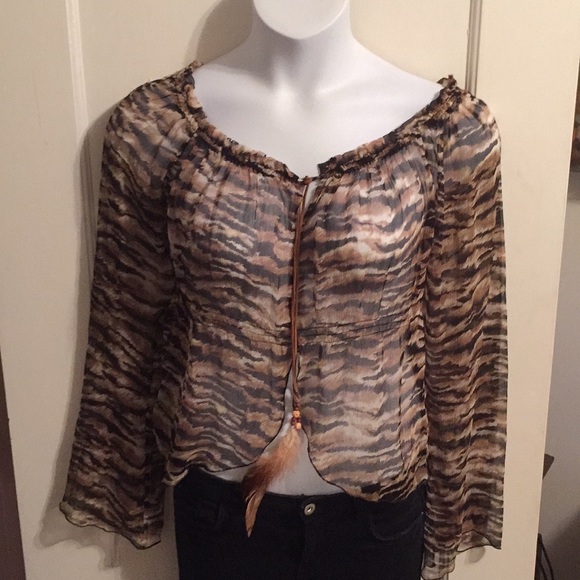 Guess Sheer Leopard Print Top - Picture 1 of 3